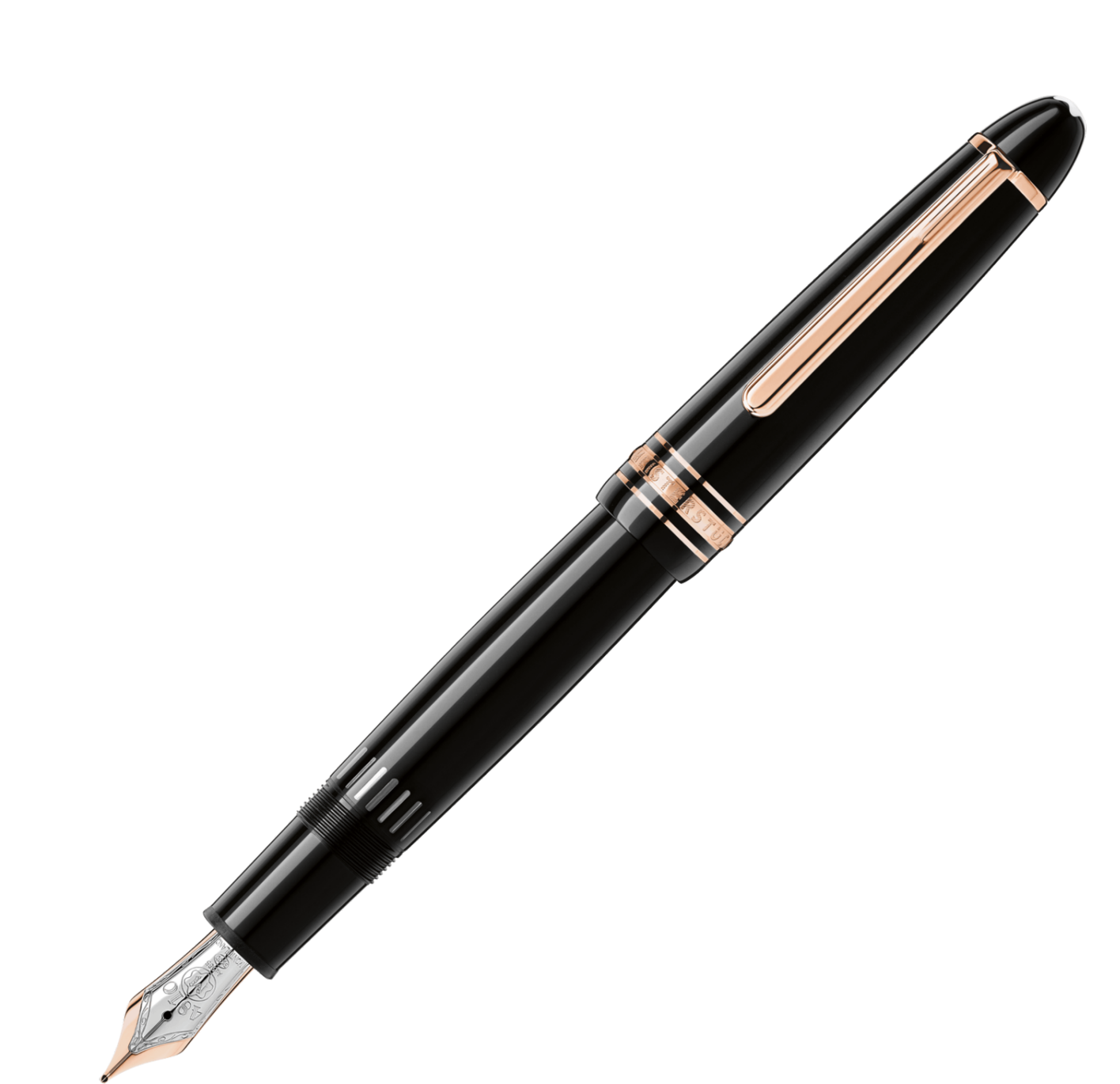 Ручка перьевая подарочная Montblanc Meisterstuck Le Grand, черный лак, розовая позолота