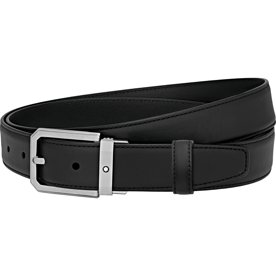 Ремень Montblanc черный с матовой пряжкой 