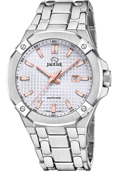 Часы наручные мужские Jaguar Diplomatic Quartz, стальной браслет, серебристый циферблат