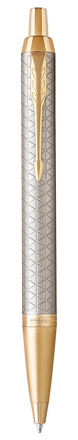 Ручка шариковая PARKER IM, серый корпус с рисунком/позолота