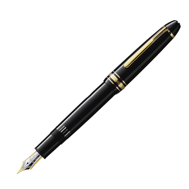Ручка перьевая подарочная Montblanc Meisterstuck Le Grand, черный лак, желтая позолота