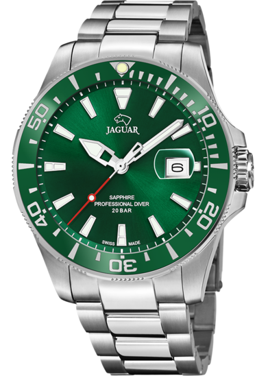Часы наручные мужские Jaguar Executive Diver, стальной корпус, зеленый циферблат