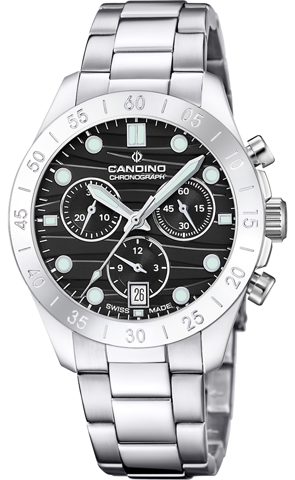 Часы Candino Lady Chronograph, кварцевые, черный циферблат