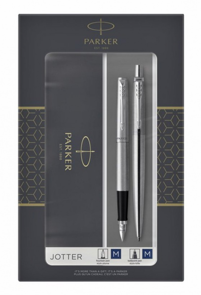 Набор подарочный PARKER JOTTER, сталь/хром (ручка перьевая, ручка шариковая)