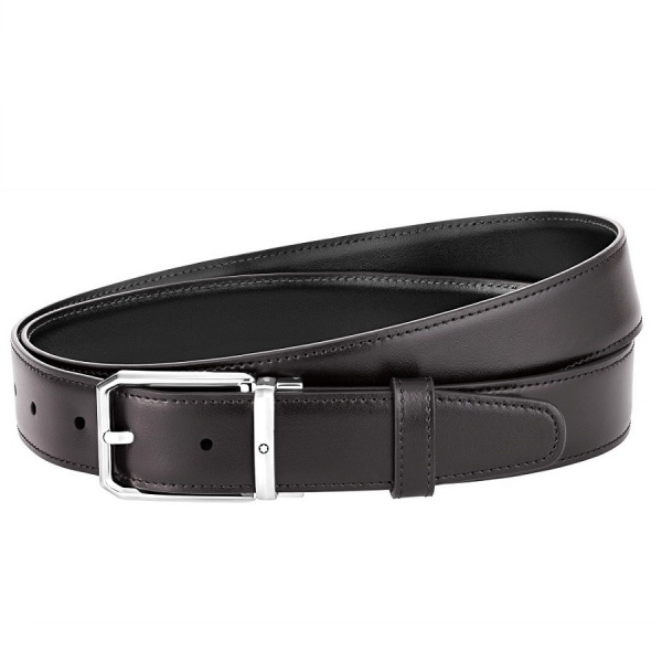 Ремень мужской Montblanc двусторонний, черный/темно-бордовый
