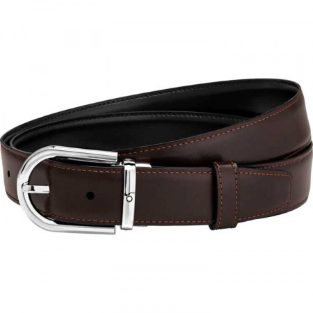 Ремень кожаный Montblanc, цвет черный/коричневый