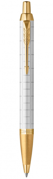 Ручка шариковая PARKER IM, белый корпус с рисунком/позолота