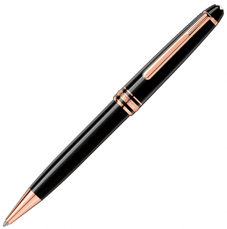 Ручка шариковая подарочная Montblanc Meisterstuck Classique, черный лак, розовая позолота