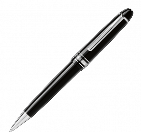Ручка шариковая подарочная Montblanc Meisterstuck Midsize, черный лак, платиновое покрытие
