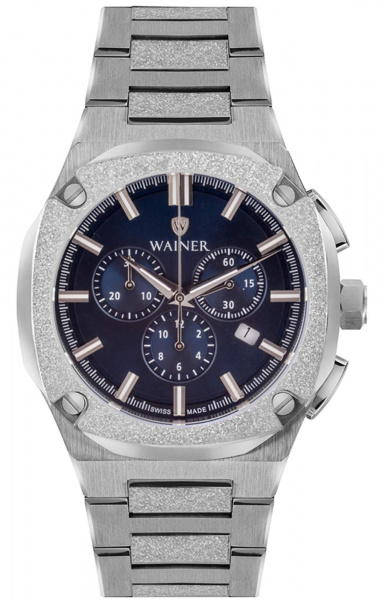 Часы наручные Wainer Vintage, кварцевые с хронографом, синий циферблат