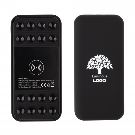 Беспроводное зарядное устройство 10000 mAh с присосками, черное