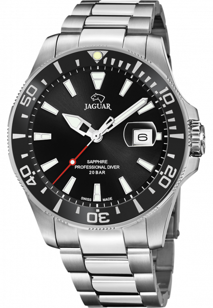 Часы наручные мужские Jaguar Executive Diver, стальной корпус, черный циферблат