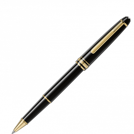 Ручка роллер подарочная Montblanc Meisterstuck Classique, черный лак, позолота