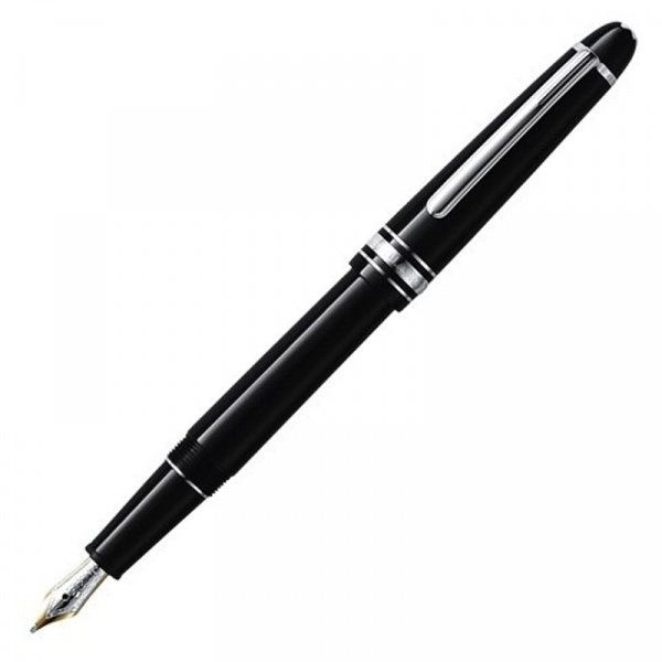 Ручка перьевая подарочная Montblanc Meisterstuck Classique, черный лак, платиновое покрытие