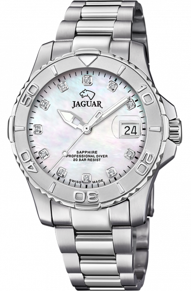 Часы наручные женские Jaguar Couple Diver, стальной корпус, перламутровый циферблат