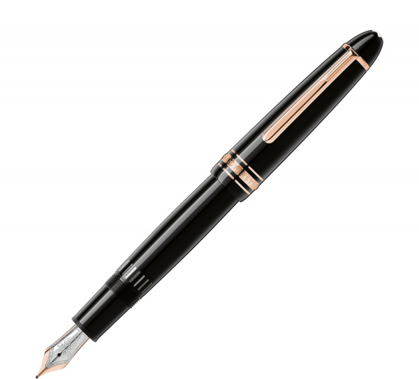 Ручка перьевая подарочная Montblanc Meisterstuck Classique, черный лак, розовая позолота