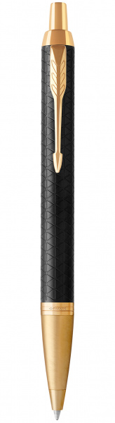 Ручка шариковая PARKER IM, черный корпус с рисунком/позолота