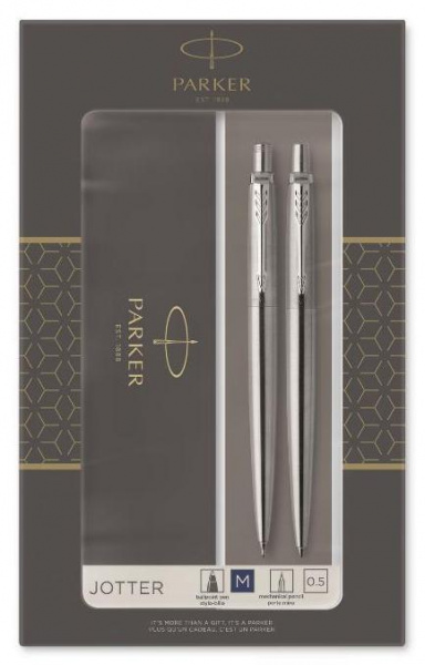 Набор подарочный PARKER JOTTER, сталь/хром (ручка шариковая, карандаш механический)