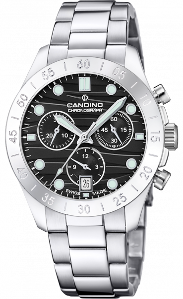 Часы Candino Lady Chronograph, кварцевые, черный циферблат